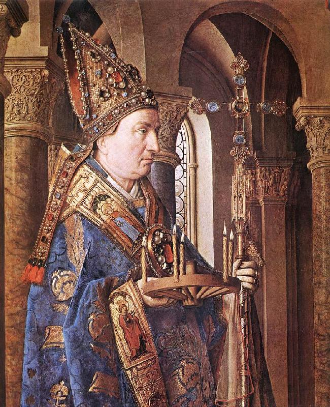 EYCK, Jan van The Madonna with Canon van der Paele (detail) sd Spain oil painting art